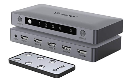 Switch 4 puertos (4 x 1) 4K 60Hz HDMI 2.0 Switcher con control remoto IR Soporte HDR y HDCP 2.2 Pass-Through y 3D y Full HD 1080P