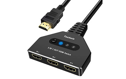 Conmutador HDMI 4K Techole HDMI 3 en 1 salida HDMI Splitter, alimentación externa USB soportada, compatible con 4K 3D HD 1080P para Xbox PS4 Roku Blu-Ray Player HDTV (conmutador HDMI)