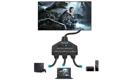 Conmutador HDMI 4K Techole HDMI 3 en 1 salida HDMI Splitter, alimentación externa USB soportada, compatible con 4K 3D HD 1080P para Xbox PS4 Roku Blu-Ray Player HDTV (conmutador HDMI)