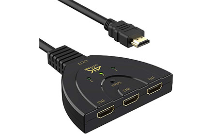 Conmutador HDMI 4K, Rybozen 3 puertos HDMI 3 en 1 salida HDMI Splitter con cable de alta velocidad, compatible con reproductor 3D Full HD 1080P, para Xbox PS4 Roku Blu-Ray Player HDTV