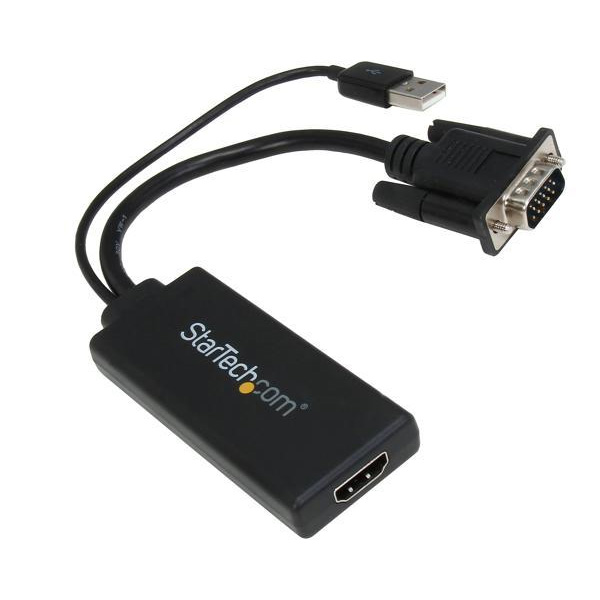  Adaptador Conversor VGA a HDMI con Audio USB y Alimentación - Cable Convertidor Móvil de HD15 a HDMI - 1080p - Startech - VGA2HDU