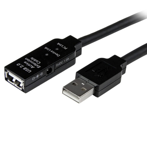  Cable de Extensión Alargador de 15m USB 2.0 Hi Speed Alta Velocidad Activo Amplificado - Macho a Hembra USB A - Negro - Startech - USB2AAEXT15M