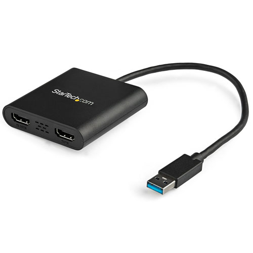  USB 3.0 to Dual HDMI Adapter, 1x 4K 30Hz & 1x 1080p, External Video & Graphics Card, USB Type-A to HDMI Dual Monitor Display Adapter Dongle, Supports Windows Only, Black - USB to Dual HDMI Adapter (USB32HD2) - Cable adaptador - Startech - USB32HD2