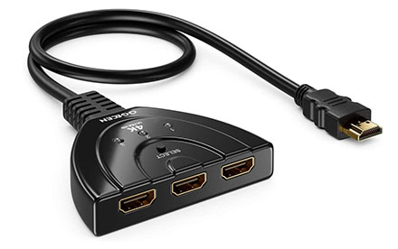 Divisor HDMI de 3 entradas, 1 salida, hub HDMI para TV, Amazon Fire Stick Chromecast Roku Laptop Playstation Xbox, soporta 4K 3D HDCP