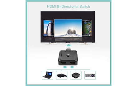 Conmutador HDMI 4K HDMI Splitter-Techole actualizado bidireccional HDMI 1 en 2 hacia fuera o 2 en 1, divisor de conmutador HDMI compatible con 4K 3D HD 1080P para Xbox PS4 Fire Stick Roku HDTV (cable HDMI no incluido).