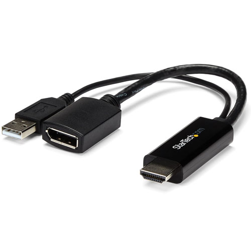 4K 30Hz HDMI to DisplayPort Video Adapter w/ USB Power - 6 in - HDMI 1.4 (Male) to DP 1.2 (Female) Active Monitor Converter (HD2DP) - Startech - HD2DP