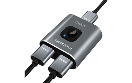 Conmutador HDMI bidireccional de aluminio, divisor de interruptor HDMI 1 en 2 o 2 en 1 salida, hub HDMI manual compatible con HD 4K 3D 1080P para HDTV Blu-Ray-Player Fire Stick Xbox
