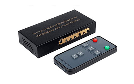 VCOM HDMI Switch DD463 - 3x1 HDMI v2.0, 3x Entrada HDMI x 1x Salida HDMI, Adaptador de poder AC (50HZ, 60HZ)