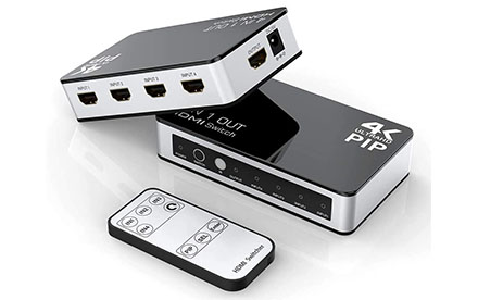 Interruptor 4 K HDMI, divisor 4 en 1, salida HDMI, selector de caja con IR control remoto, apoyo 3D HD 2160p 1080p