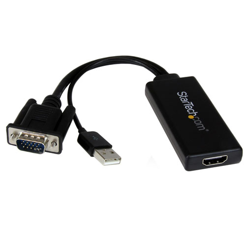  Adaptador Conversor VGA a HDMI con Audio USB y Alimentación - Cable Convertidor Móvil de HD15 a HDMI - 1080p - Startech - VGA2HDU