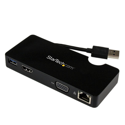  Replicador de Puertos USB 3.0 con HDMI o VGA, Ethernet Gigabit y USB Pass-Through - Docking Station para Portátil - Estación de conexión - Startech - USB3SMDOCKHV