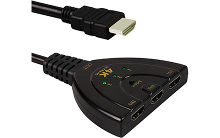 Conmutador HDMI 4K, divisor HDMI de 3 puertos cable Pigtail de alta velocidad compatible con reproductor 3D Full HD 4K 1080P
